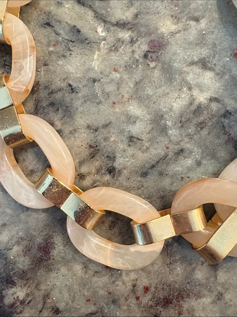 J. Crew Peach Resin Link Necklace with Gold Accents - Picture 2 of 4